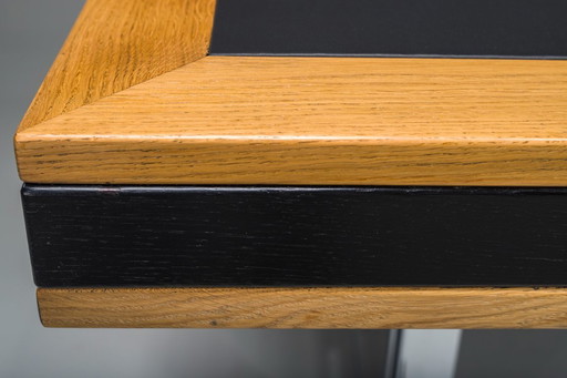 Mid-Century Modern Schreibtisch aus Eiche und Chrom mit Lederplatte, 1980er Jahre