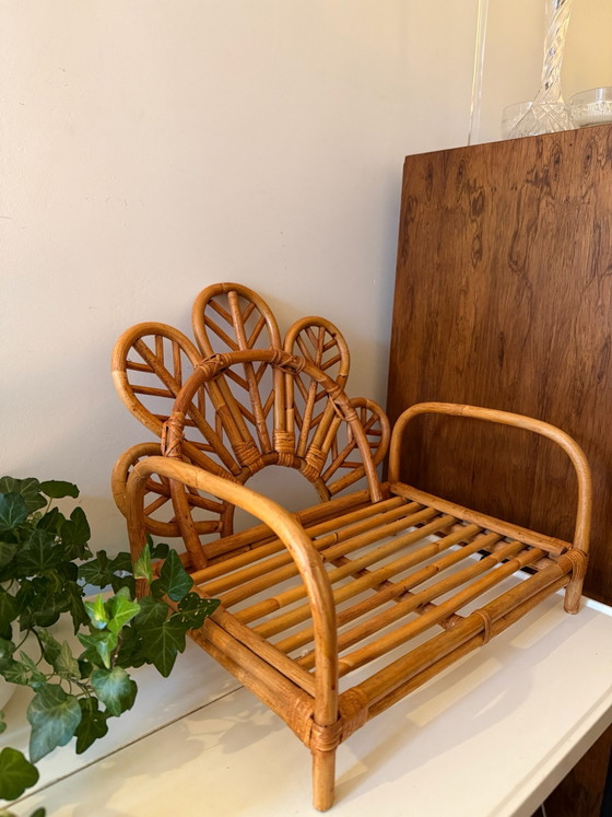 Tavolino portapiante vintage in rattan, Oggetti decorativi, Marrone (foto 3 di 5)