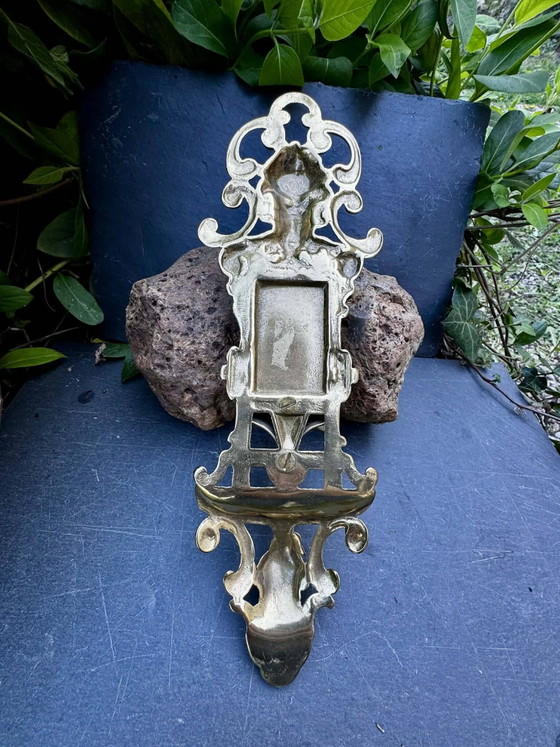 Portariviste in ottone con maschera barocca, porta fiammiferi da parete. – Brass, Barok (photo 3 of 6)