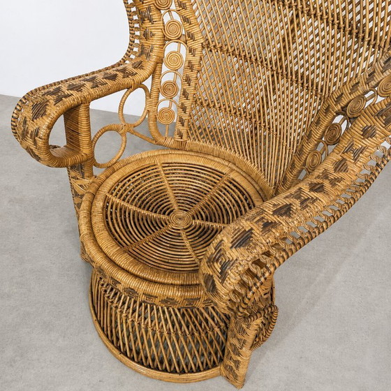 Image 1 of Vintage pauwenstoel van natuurlijk rotan — jaren 70