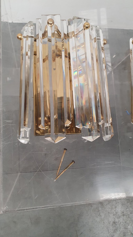 Kalmar Crystal Vintage Brass Gold Plated Lamps 70s – Wall lights (photo 4 of 8)