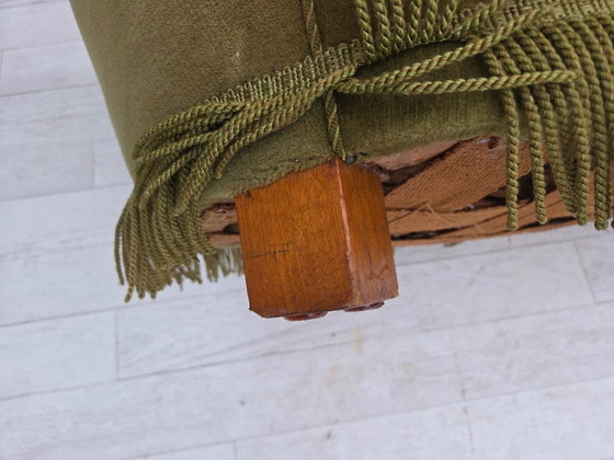 Image 1 of 1960s, Danish 2-seater "Banana" sofa, original green furniture velour.