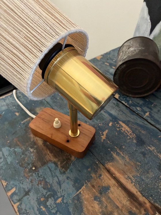 Vintage pendant lamp, sisal and teak. – OMI, Wall lights, Textile, Wood (photo 2 of 14)