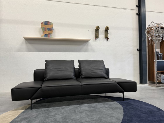 Image 1 of Canapé 2 places Jori Longueville en cuir noir