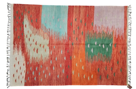 Image 1 of Hand-knotted Oriental wool Modern Abstract Kelim rug New 147x214cm