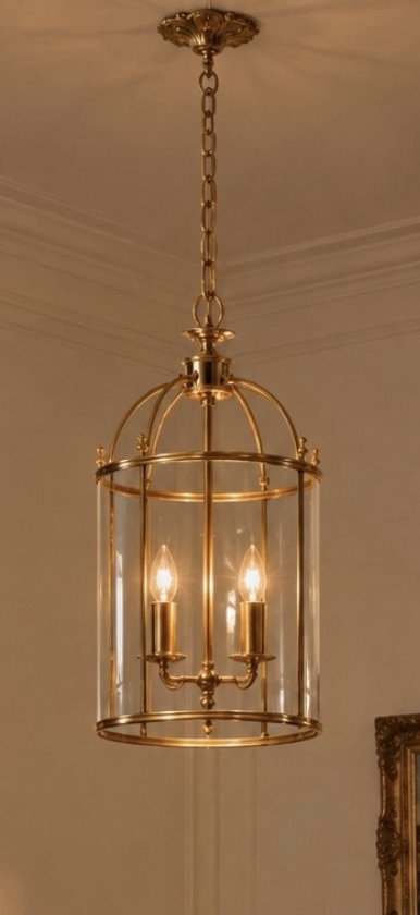 Suspension / lanterne de hall de style Empire en laiton et verre 1970 – Lustres (photo 2 of 6)