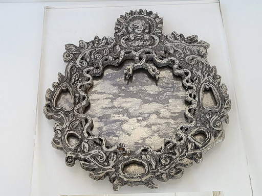 MAGNIFICENT VINTAGE ANTIQUE MIRROR WITH SNAKES ON A PLEXIGLAS BASE, 1970