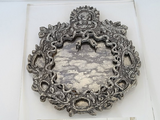 Image 1 of MAGNIFICENT VINTAGE ANTIQUE MIRROR WITH SNAKES ON A PLEXIGLAS BASE, 1970