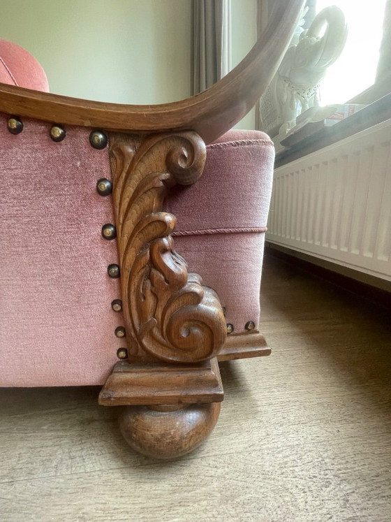 Image 1 of Set van 4 Art Deco fauteuils (ca. 1920-1950) | Opnieuw bekleed met roze fluweel