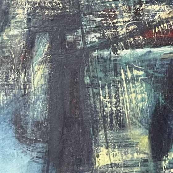 Erwin Mackowiak, Composition abstraite bleue, Huile sur panneau, 1960 – Peintures et dessins (photo 6 of 11)