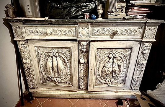 Buffet 2 cassetti e 2sportelli con ripiani , piano di marmo grigio – Credenze, Wood (photo 5 of 5)