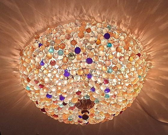 Image 1 of Grande lampe de plafond en verre de Murano en forme de grappe de raisin (37 cm).