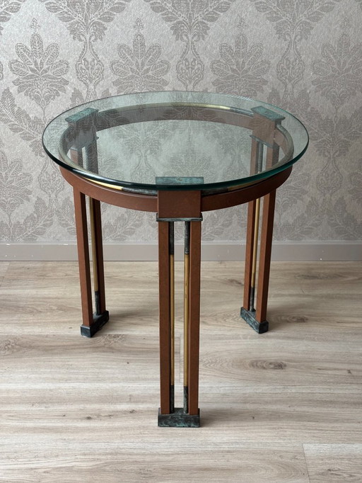 Stilvoller Art Deco Beistelltisch - Glas, Metall mit Patina