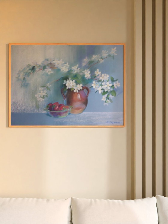 Original Painting Pastel Watercolor Still Life Flowers Jasmine – Paintings & Drawings, Paper (photo 2 of 8)