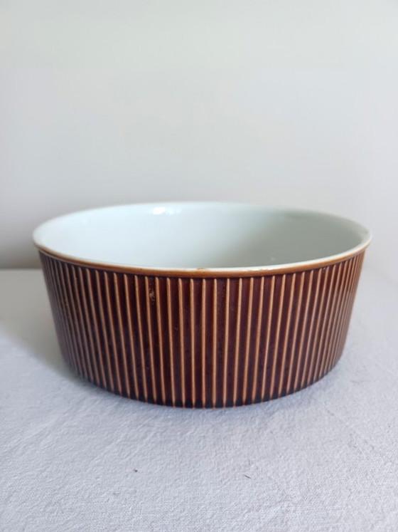 Image 1 of Set da 4 pezzi in gres Villeroy & Boch – Marrone a coste – (marcato, annata 1970-1980)