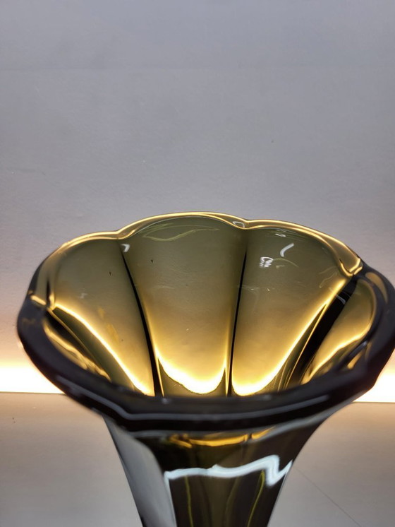 Image 1 of Jarrón Art déco Val Saint Lambert, serie Luxval modelo Américain L, color fumé, Bélgica