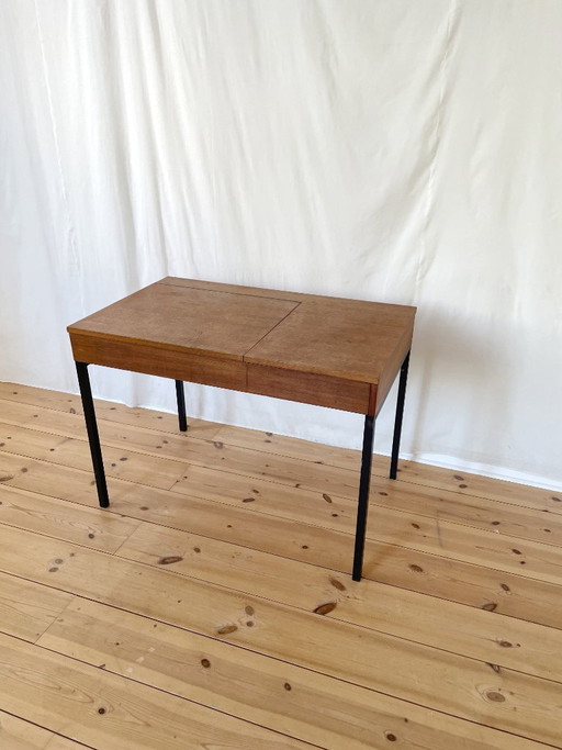 Mid Century Teak Schreibtisch Frisiertisch Spiegelklappe Victoria Möbel Schweiz