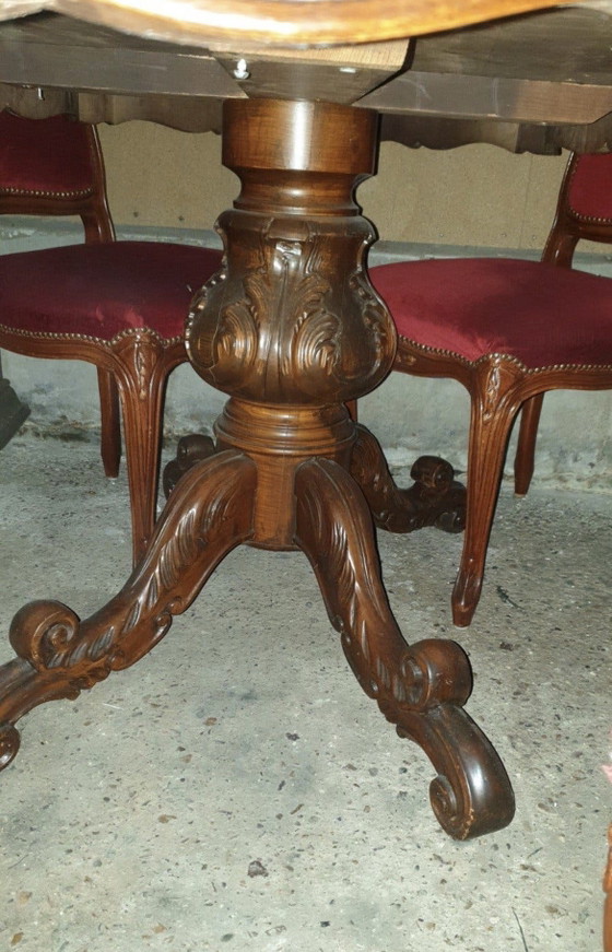 Louis dining room with 6 chairs – Dining set, Velvet, Wood (photo 6 of 8)