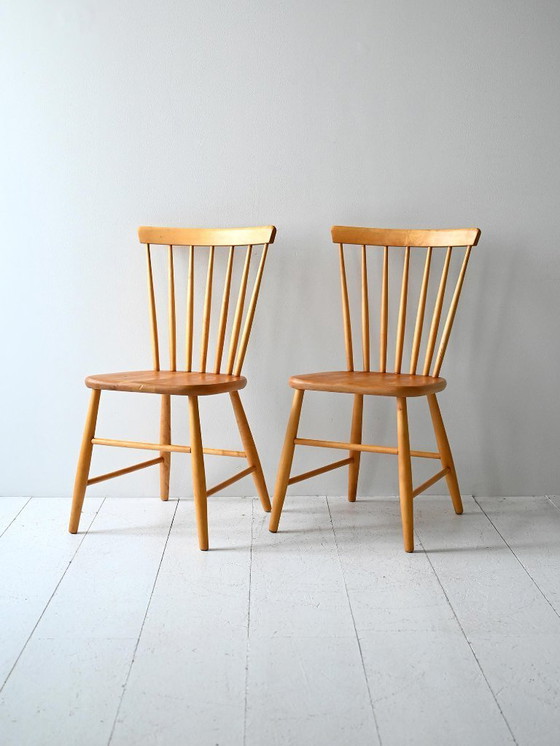 Image 1 of Paar skandinavische Pinstolar-Stühle aus der Mid-Century-Zeit