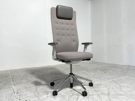 Sillón ejecutivo Vitra ID Trim L - Antonio Citterio - En perfecto estado - Reposacabezas y aluminio – bureaustoelen, Leather