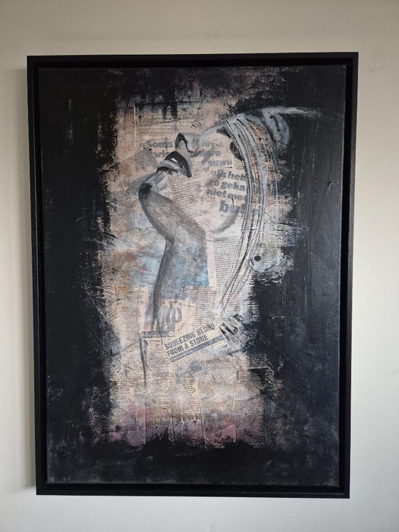 Ritratto Astratto Tecnica Mista – Dipinti e disegni, Paper, Wood (photo 7 of 8)