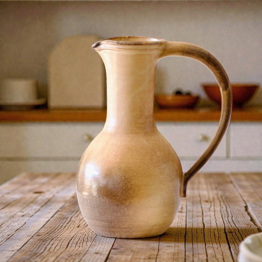 Large handcrafted stoneware pitcher