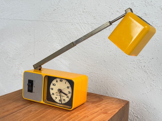 Image 1 of Vintage Space Age Alarm Clock with Lamp from the 1970s