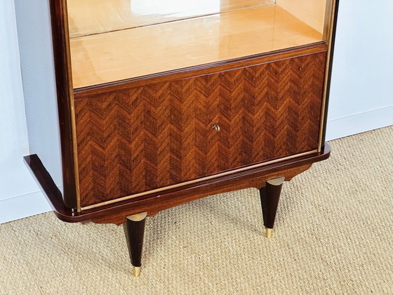 Image 1 of Art Deco vitrinekast van Macassar ebbenhout, 1950