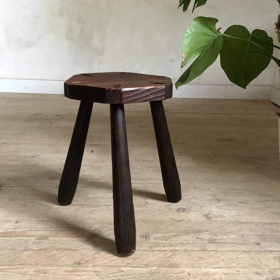 Vintage Brutalism Farm Stool – Wood (photo 2 of 7)