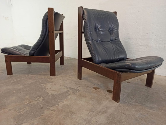 Image 1 of 2 sillones de cuero de mediados de siglo