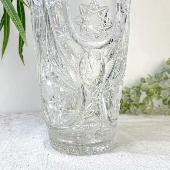 Vintage Chiseled Crystal Vase (photo 3 of 12)