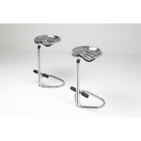 Image 1 of Pair of vintage chrome tractor stools by Rodney Kinsman for Bieffeplast 1970