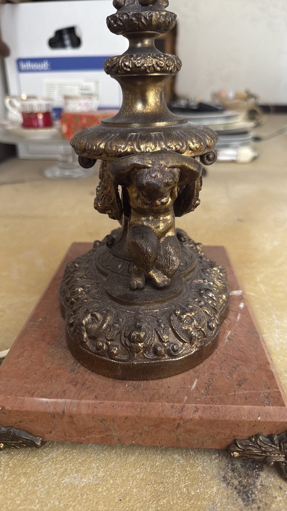 Image 1 of Lampen voet marmer koper