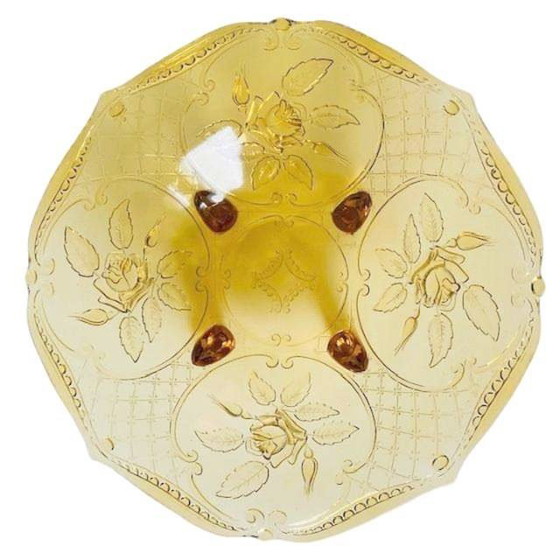 Image 1 of Fruttiera in vetro vintage Rüdesheim in vetro ambrato Walther & Sons