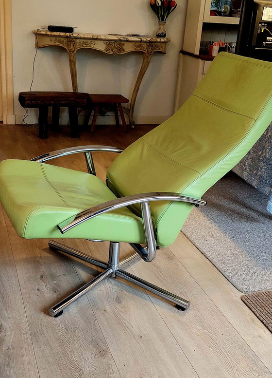 Image 1 of Moderne draaifauteuil leer chroom