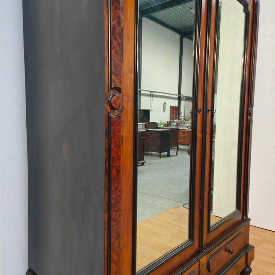 Image 1 of Vintage antieke kledingkast garderobekast kleerkast spiegelkast demontabel