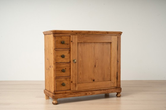 Antieke grenen Biedermeier kast met vier laden – Opbergkast, Hout (photo 6 of 15)