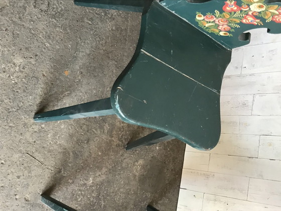 Vintage Hand-Painted Wooden Side Chairs, 1920s, Set of 3 (photo 2 of 9)