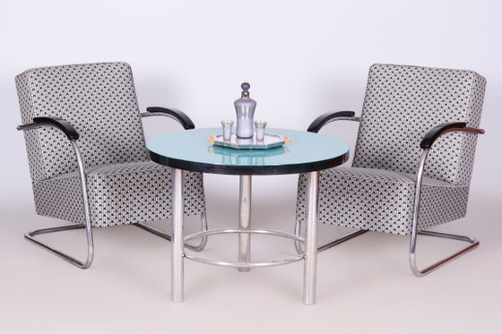 Paar gerestaureerde Bauhaus-fauteuils, van Mücke-Melder, chroom, Tsjechisch, jaren dertig – Metal, Textile (photo 18 of 26)