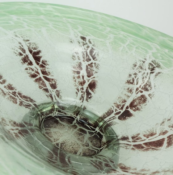 Image 1 of grote WMF art deco ikora glazen KOM karl wiedmann jaren 30 groen en donkerrood