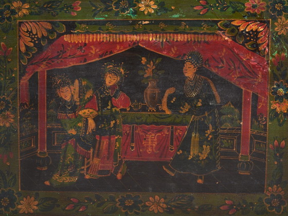 Baule antico dipinto in legno di pino – Cina, circa 1900 – Armadi contenitori, Iron (photo 34 of 40)