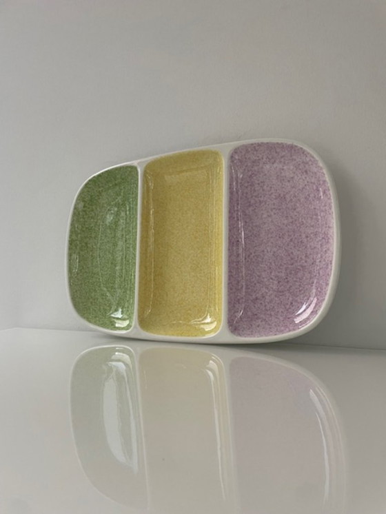 Image 1 of Vintage Gien France serving dish with pastel sections