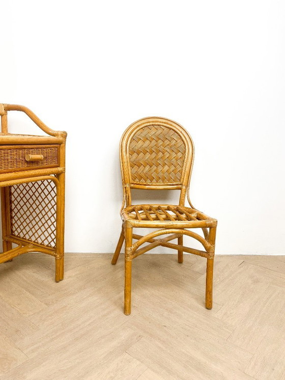 Image 1 of Vintage rattan dressing table with chair and mirror