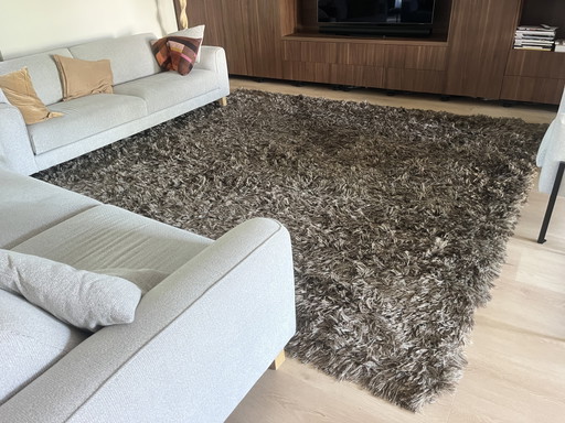 hoogpolig shaggy bruin kleed 3 x 3m