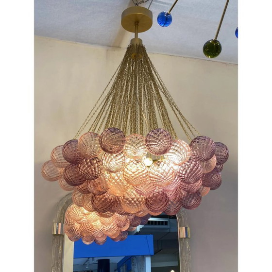 Image 1 of Zeitgenössische „Wolken“ aus rosa und Ametista-farbenen „Ballotton“-Kugeln aus Muranoglas