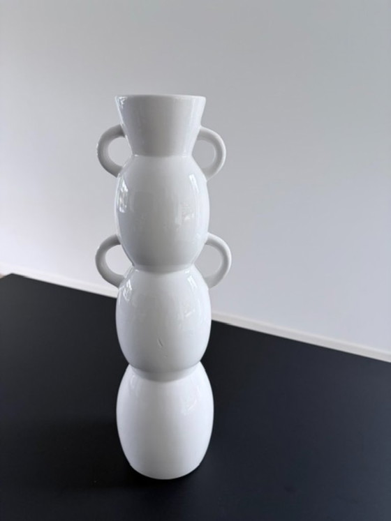 Tall White Design Vase – Modern Organic Shape – Ceramic (photo 2 of 9)