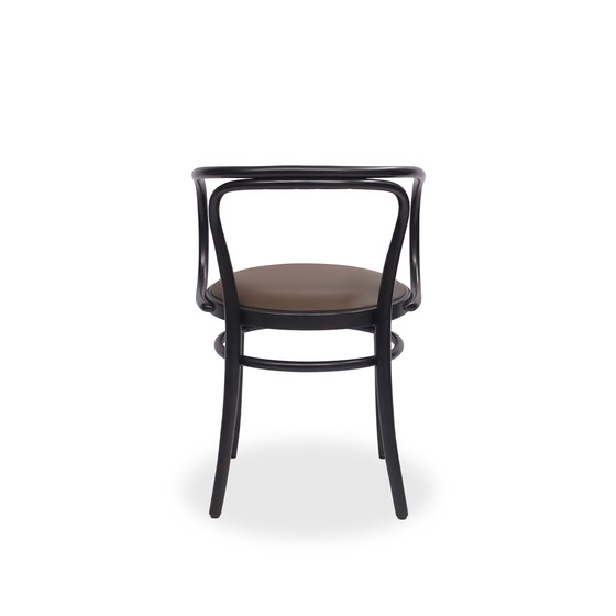 Image 1 of Silla Thonet 209 P con asiento de cuero marrón y madera curvada negra
