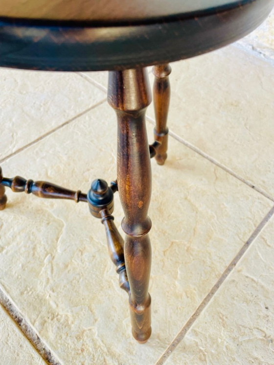 Image 1 of Vintage, Turned Wood,Walnut Stool