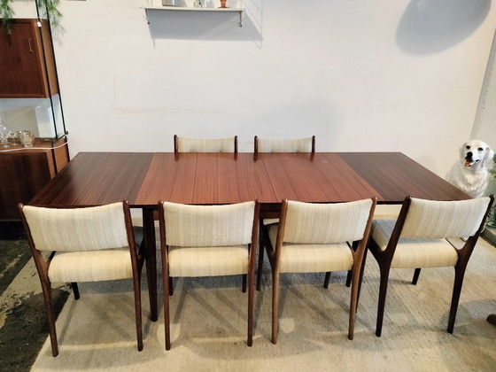 Image 1 of Table de salle à manger extensible vintage en palissandre, Lübke