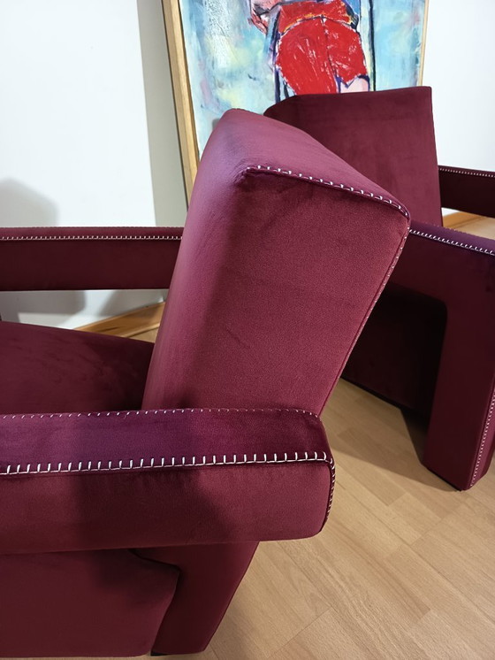 Image 1 of CASSINA 2X Poltrone 637 UTRECHT  (NUOVE MAI USATE) in Velluto 13L Ortigia/Plum con Cuciture in filo Naturale a punta Cavallo